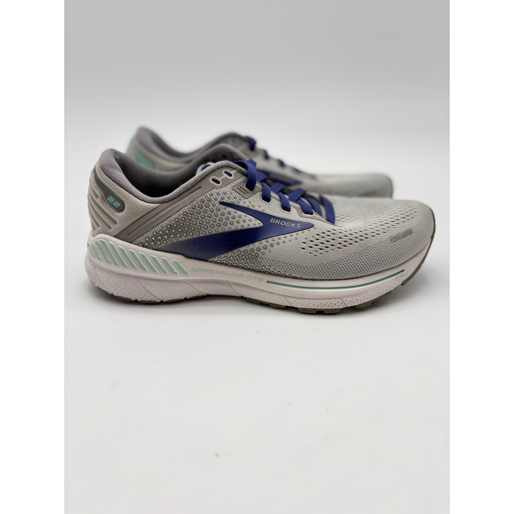 Brooks Adrenaline GTS 22 Womens 8.5 Grey Navy Teal Running Shoes 1203531B045 - Picture 2 of 8